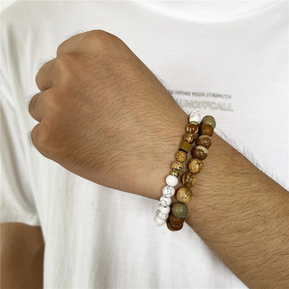 Wholesale Punk Bracelet Micro-set Zircon Diamond Ball Skull Set Bracelet Men's Bead Bracelet